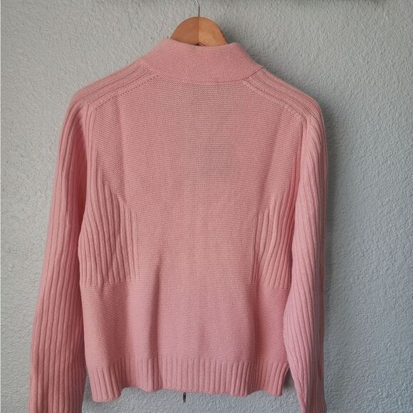 HATHAWAY PLATINUM Cashmere Cozy Pink Ribbed Cardigan Sweater - Picture 3 of 7